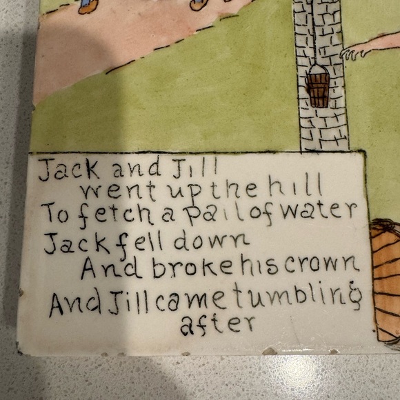 Vintage Ceramic Tile Trivet Jack and Jill Went Up The Hill Nursery Rhyme - Picture 6 of 10